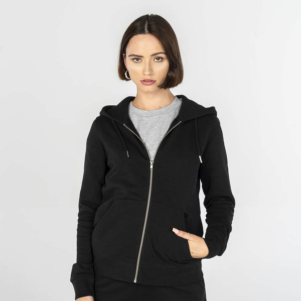 Women Zipped Hoodie Black