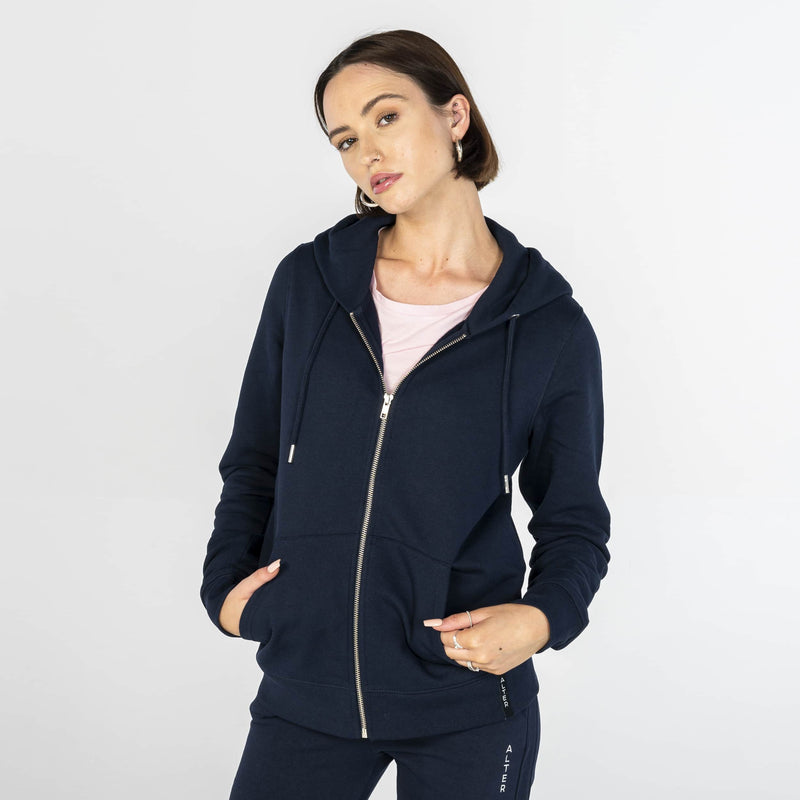 Women Zipped Hoodie Navy